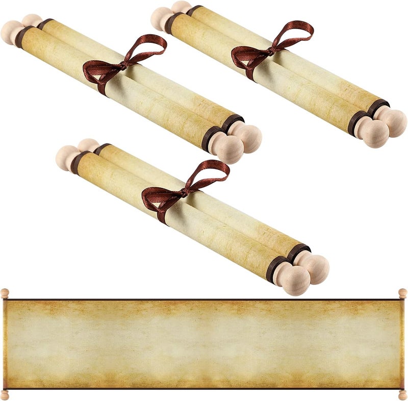 Makevivi 3 PCS Blank Scroll Paper with Wood Rods, for Naughty or Nice List, Writing, Wedding Vows, Invitation, Love Letter, Cosplay Prop, Renaissance, 7.1 x 30.5 inches - Image 1